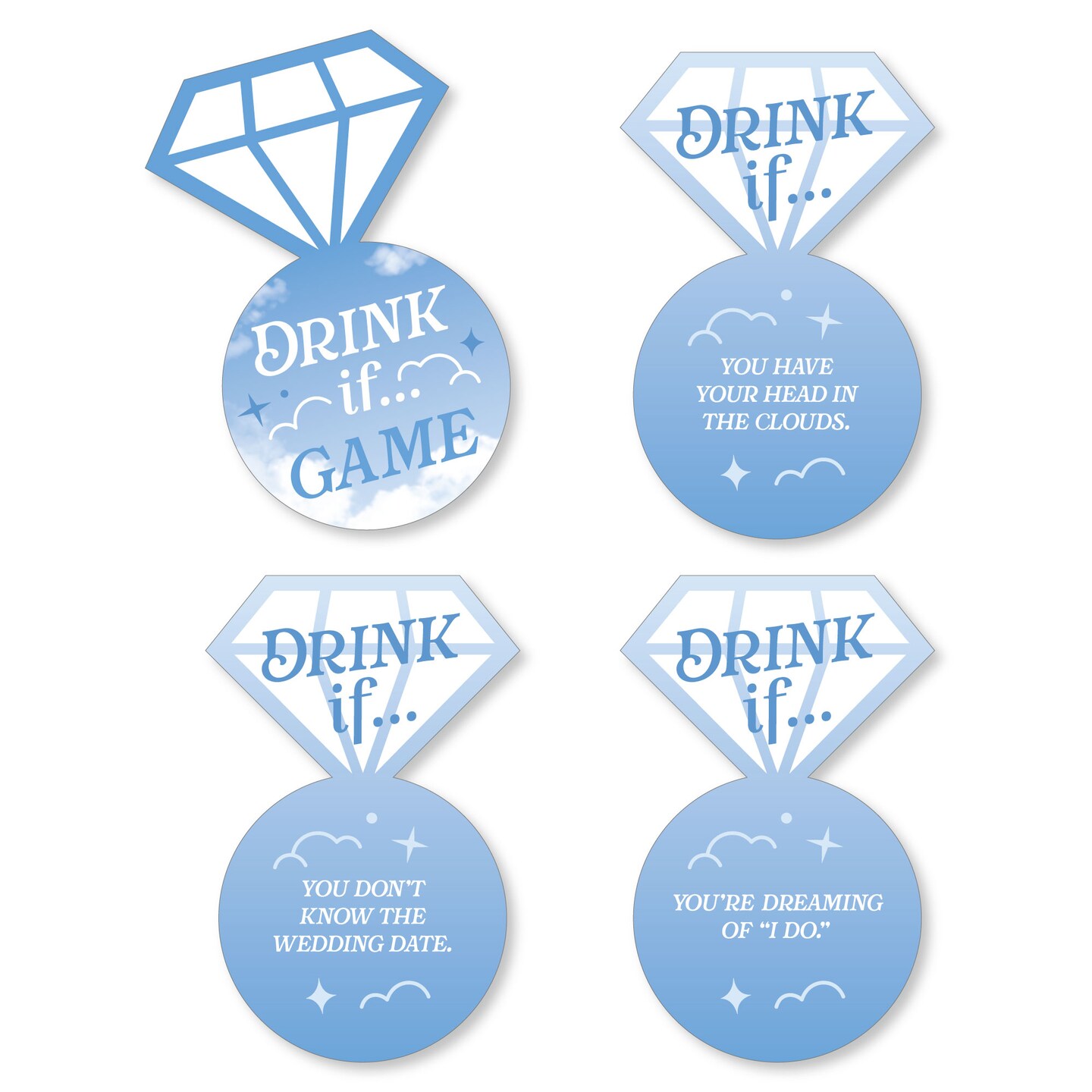 Big Dot of Happiness Drink If Game - On Cloud 9 - Bridal or Bachelorette Party Game - 24 Count