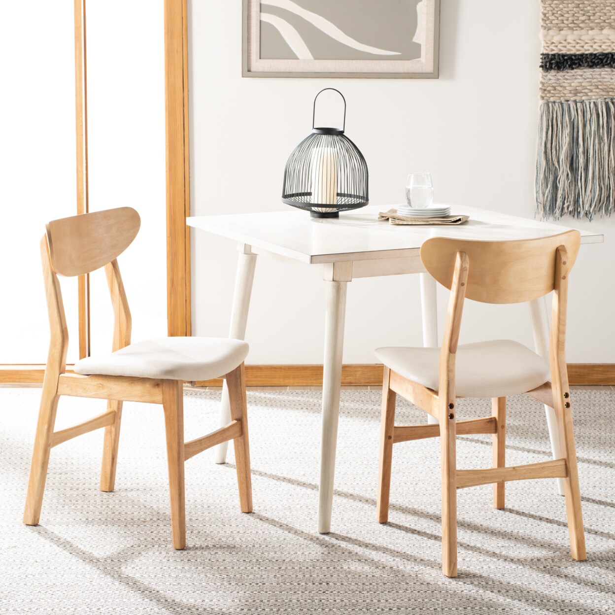 Safavieh   Lucca Retro Dining Chair Set of 2 Natural / White