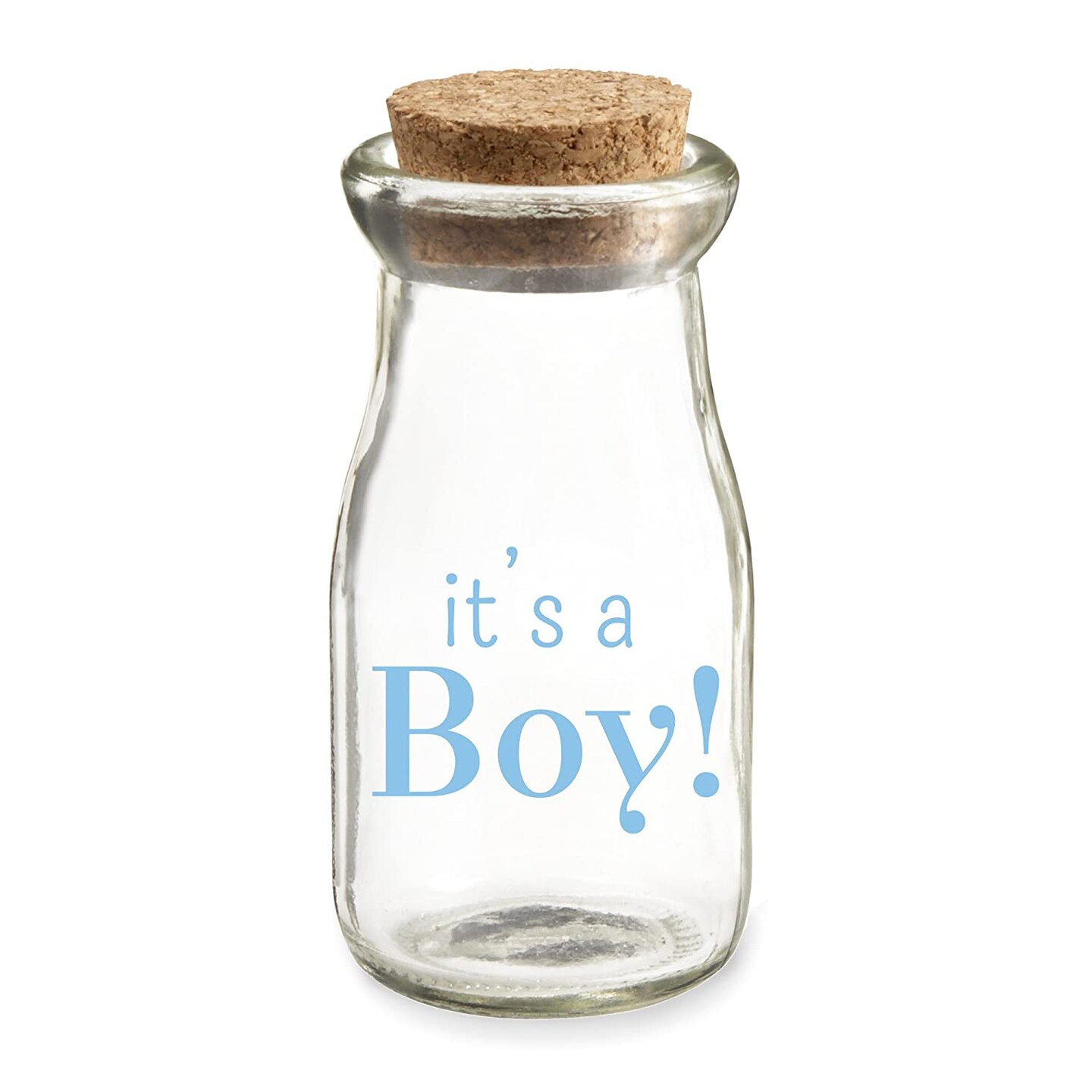 3.8 oz. Printed Vintage Milk Bottle Favor Jar - It&#x27;s a Boy Blue (Set of 12)