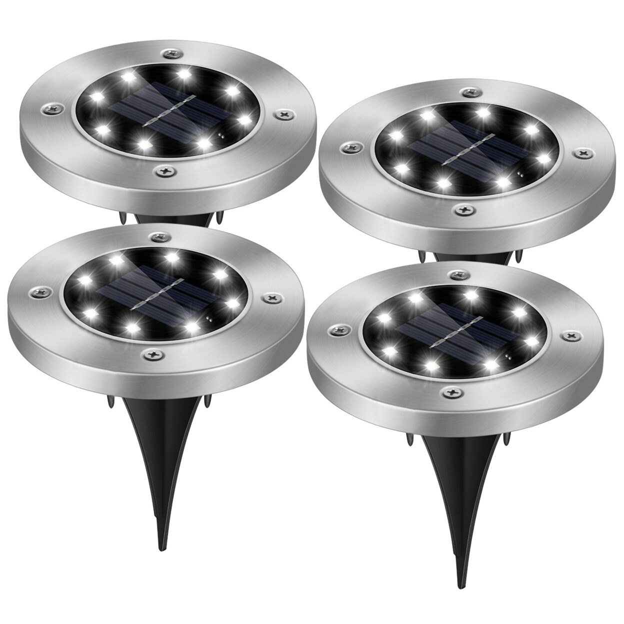 Global Phoenix 4Pcs Solar Powered Ground Light Outdoor IP65 Waterproof Buried In-Ground Lamp Decorative Path Deck Lawn Patio Lamp