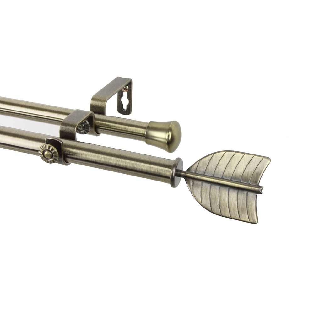 Rod Desyne Feather Double Curtain Rod 66-120 inch - Antique Brass