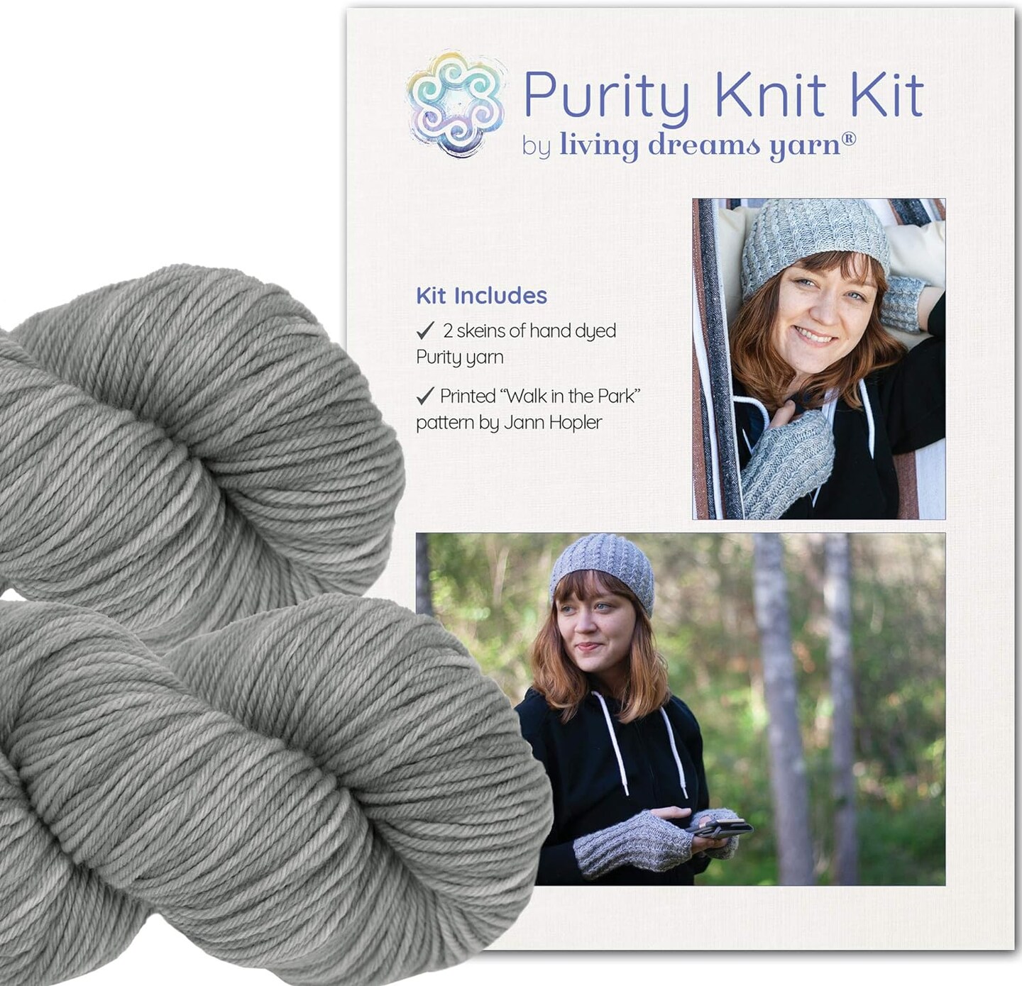 DIY Merino Hat & Gloves Knitting Kit: Organic Hand Dyed Wool Yarn + Printed Pattern. Soft, Cozy, Great for Gifts. Walk in the Park