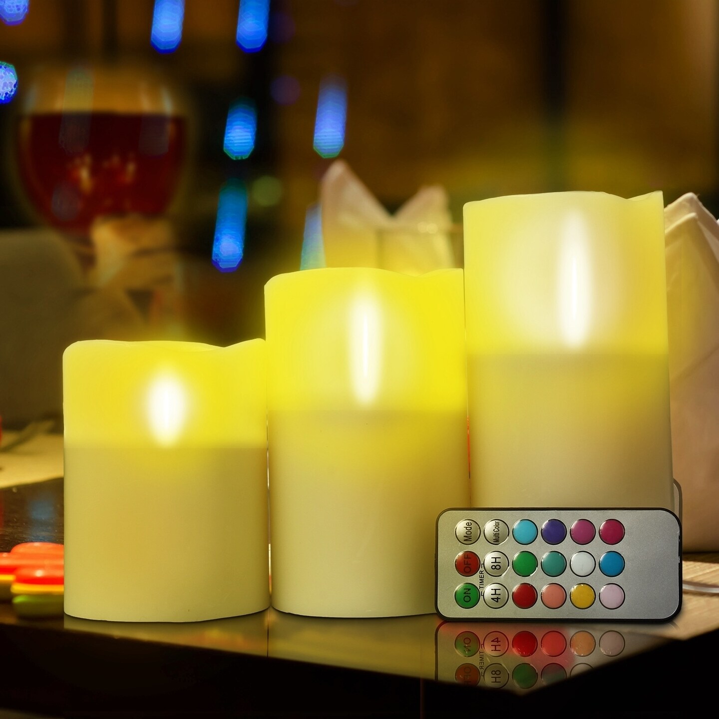 3Pcs Led Flameless Candles Real Wax Votive Ivory With Remote Control Timer