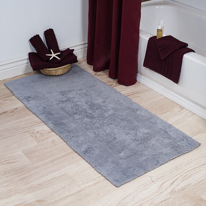 Lavish Home 100% Cotton Reversible Long Bath Rug - Silver - 24X60