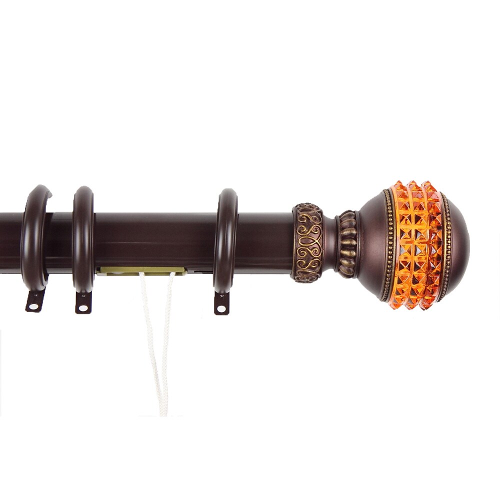 Rod Desyne Gemstone Decorative Traverse Rod with Rings 30&#x22;- 48&#x22; Cocoa