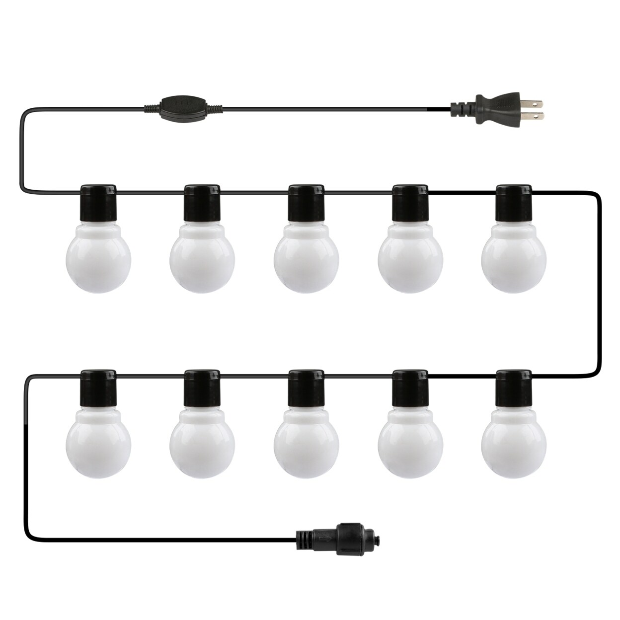 Plug-In Warm White Globe String Lights 10 Bulbs 11.5Ft Outdoor Waterproof