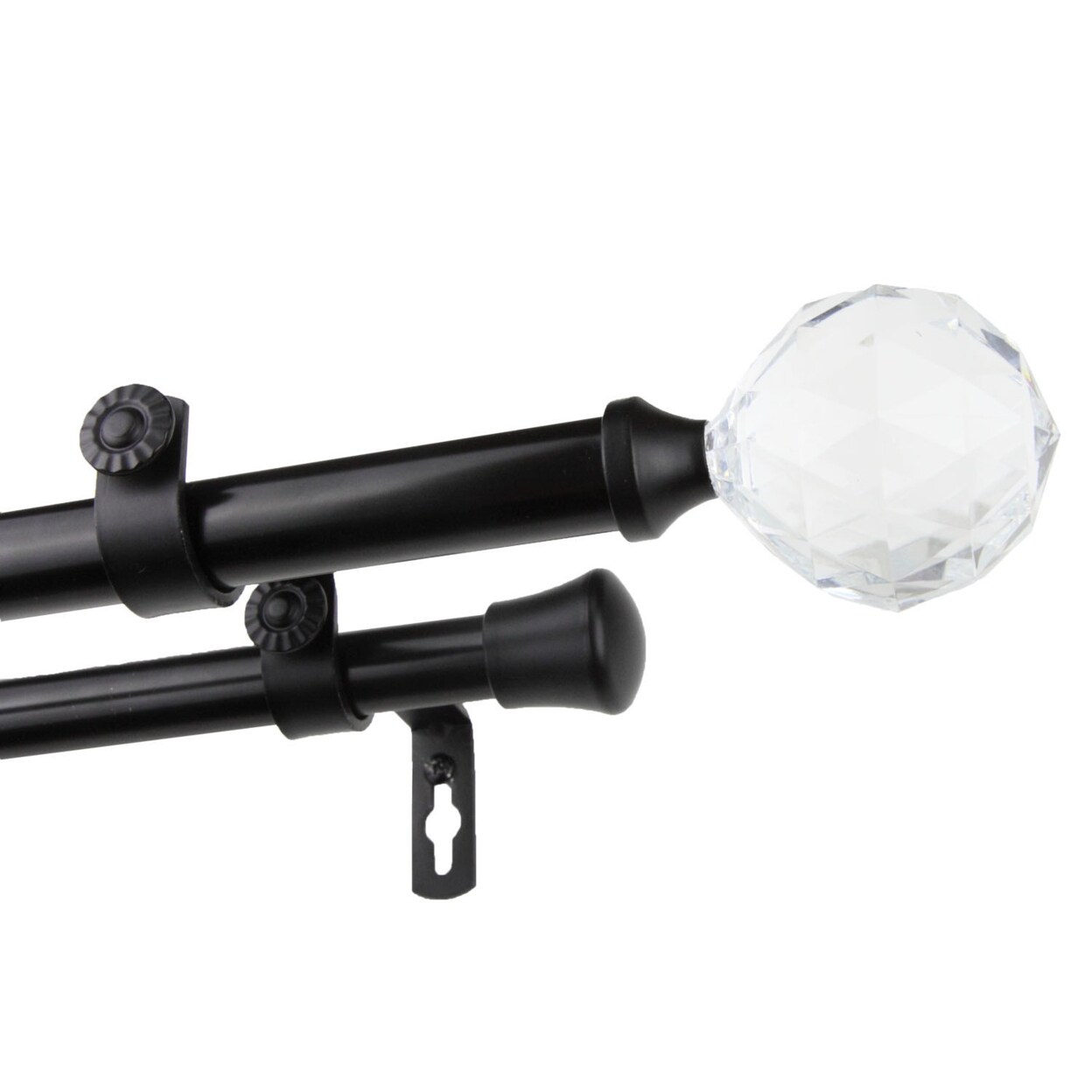 Hermosa Home Princess 13 by 16 inch Double Curtain Rod 66-120&#x22; - Black