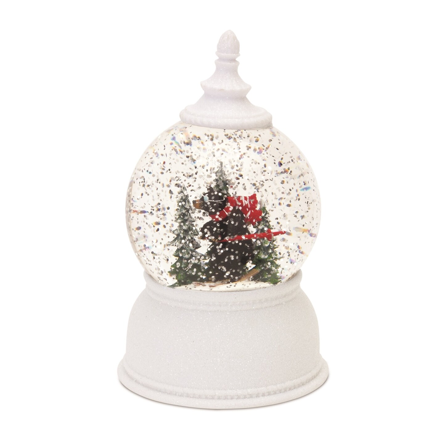 Melrose 7.25" Battery Operated Skiing Bear Christmas Snow Globe