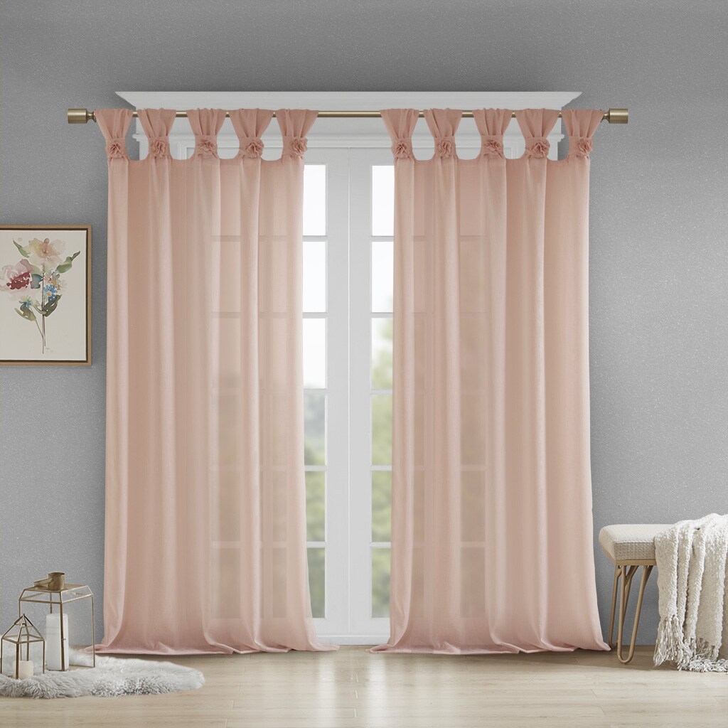 Gracie Mills Floral Embellished Cuff Tab Top Solid Curtain Panel