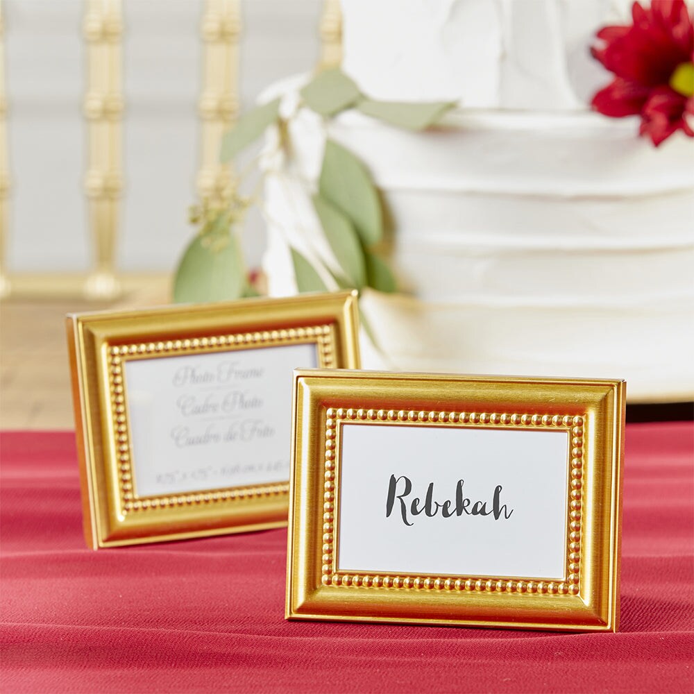 Beaded Gold Wall & Tabletop Picture Frames/Place Card Holder (Set of 6)