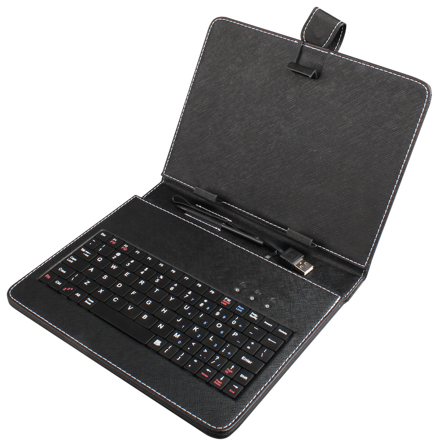8 Inch Tablet Case With Keyboard Pu Leather Black Lightweight Portable Stylus