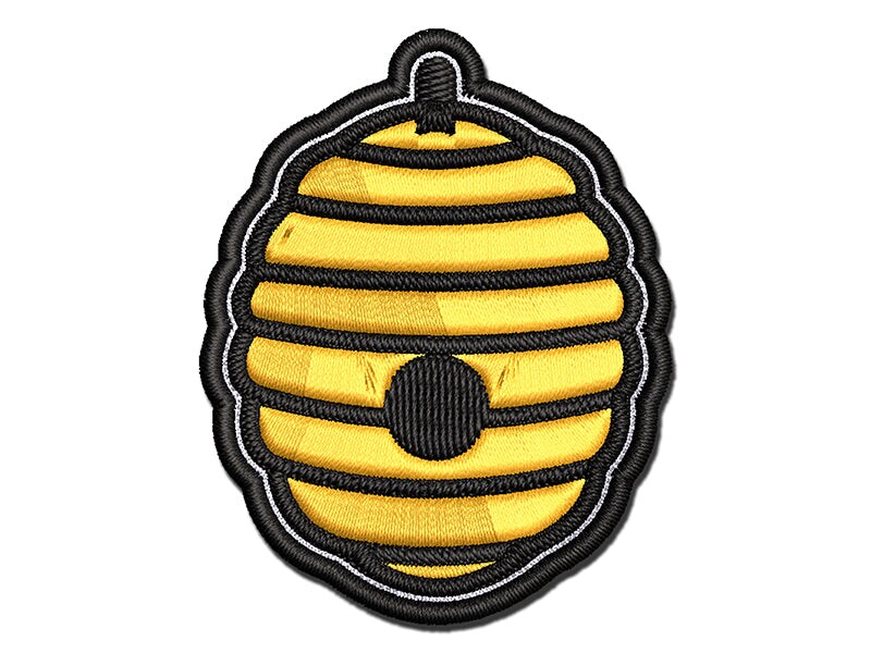 Bee Hive Multi-Color Embroidered Iron-On or Hook &#x26; Loop Patch Applique