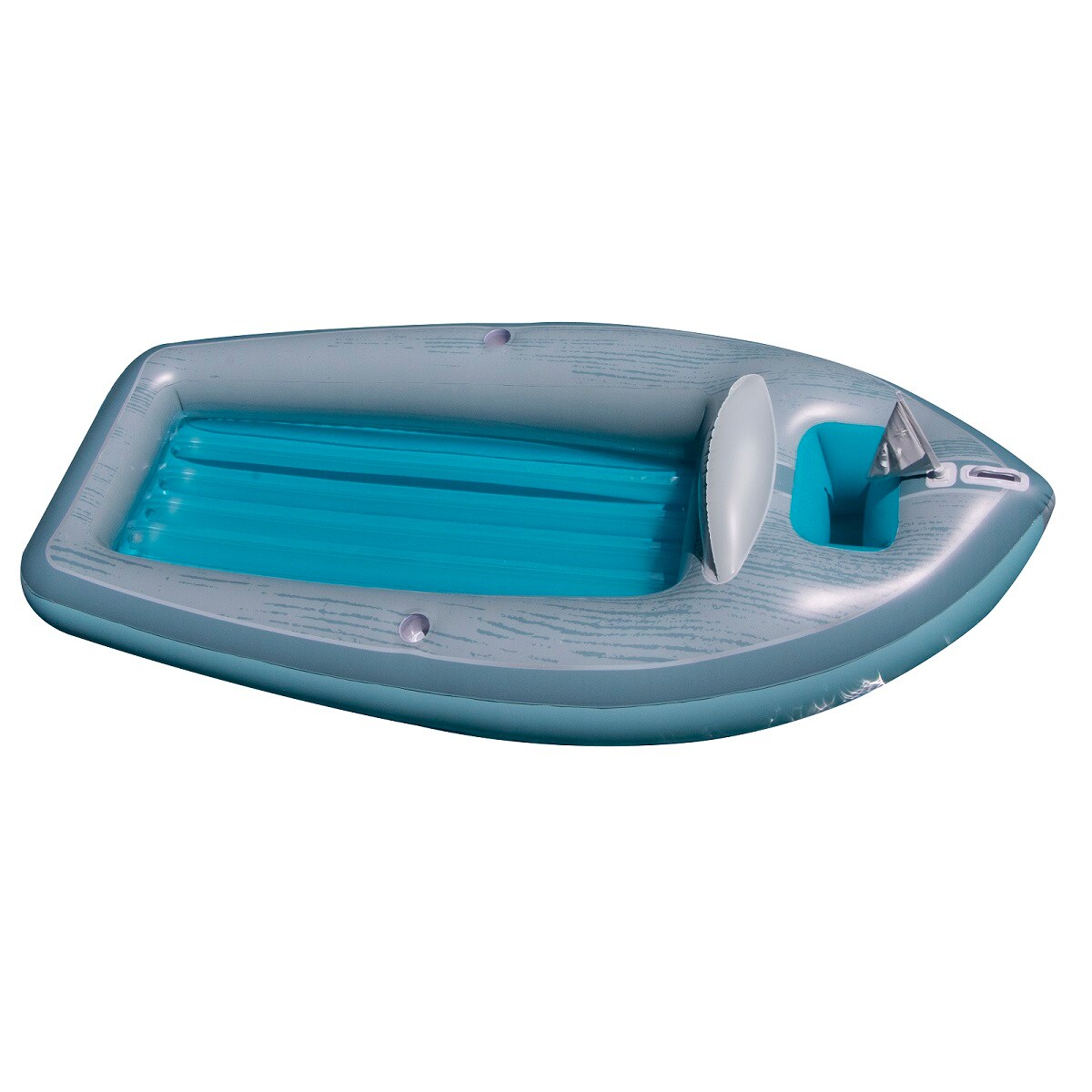 Swim Central 105-Inch Inflatable Gray and Blue Classic Boat Cruiser with Cooler Pool Float
