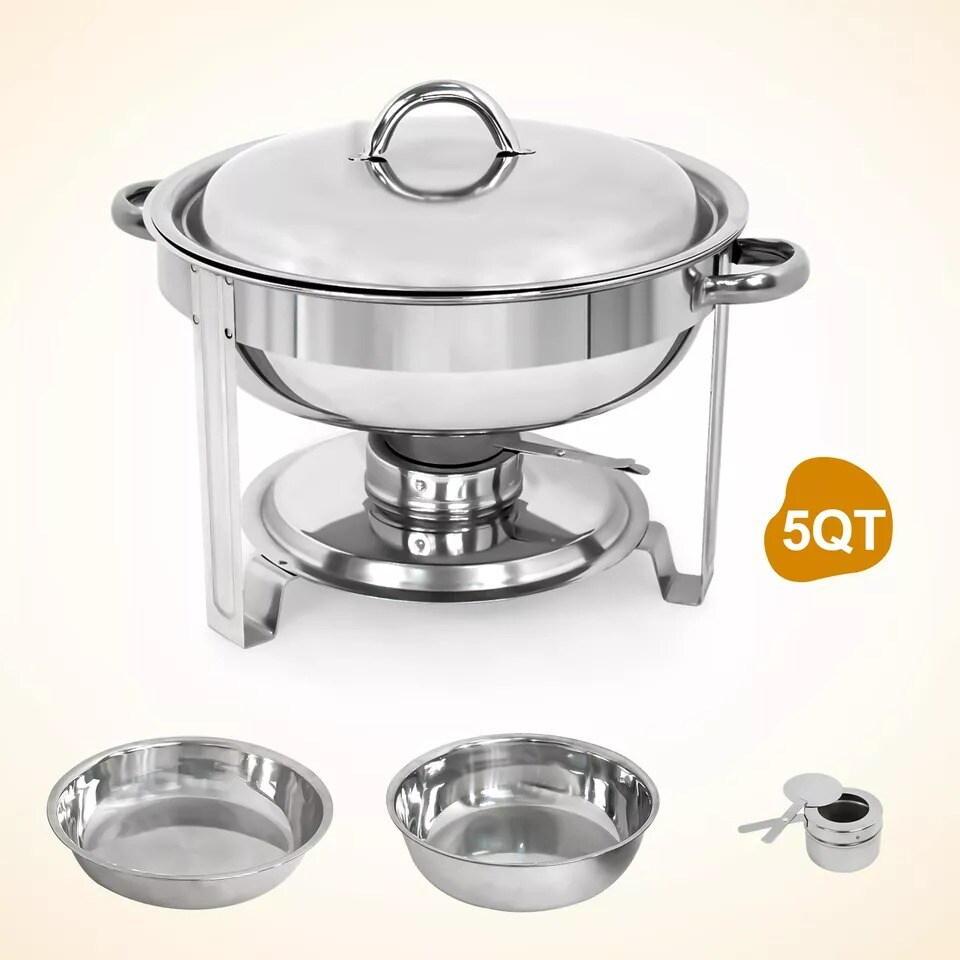 1-Pack Chafing Dish Buffet Set Catering Food Warmer 5 Quart Round Chafing Dishes