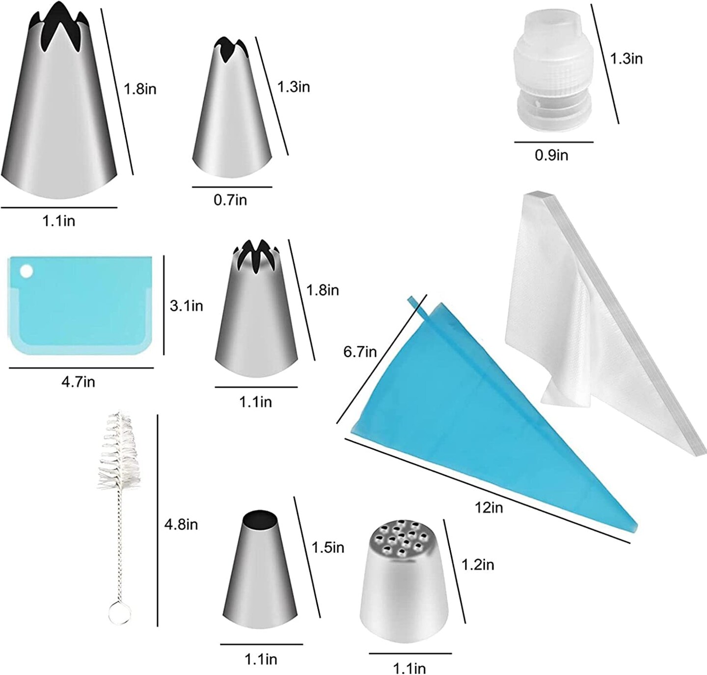 44 Pieces Cake Decorating Set, Stainless Steel Piping Icing Nozzles, Reusable Silicone Piping Bag, Suitable for Cakes, Cupcakes, Cookies, Pastries, Beginners