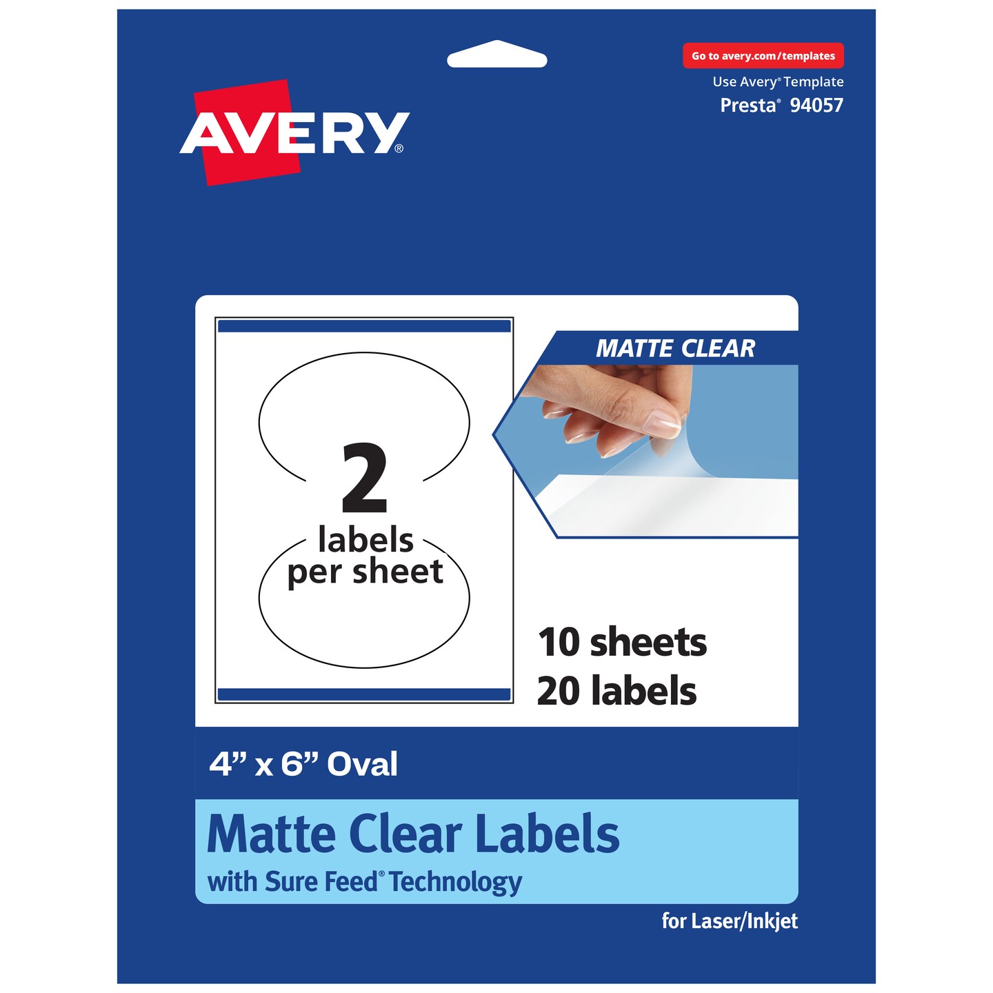 Avery Matte Clear Labels,  4&#x22; x 6&#x22; Oval