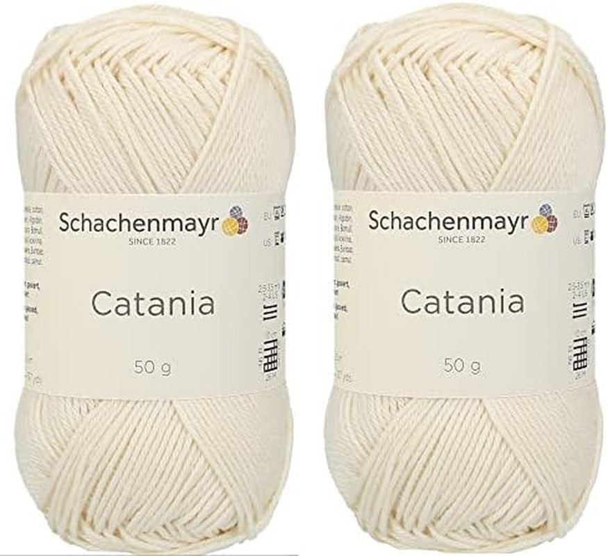 [ Set of 2 Skeins ] SMC Catania Originals 100% Mercerized Cotton Yarn, Total 3.52 Oz. Each 1.76 Oz (50G) / 136 Yrds (125 M) Amigurumi Yarn Fine-Sport 2 (106 White)