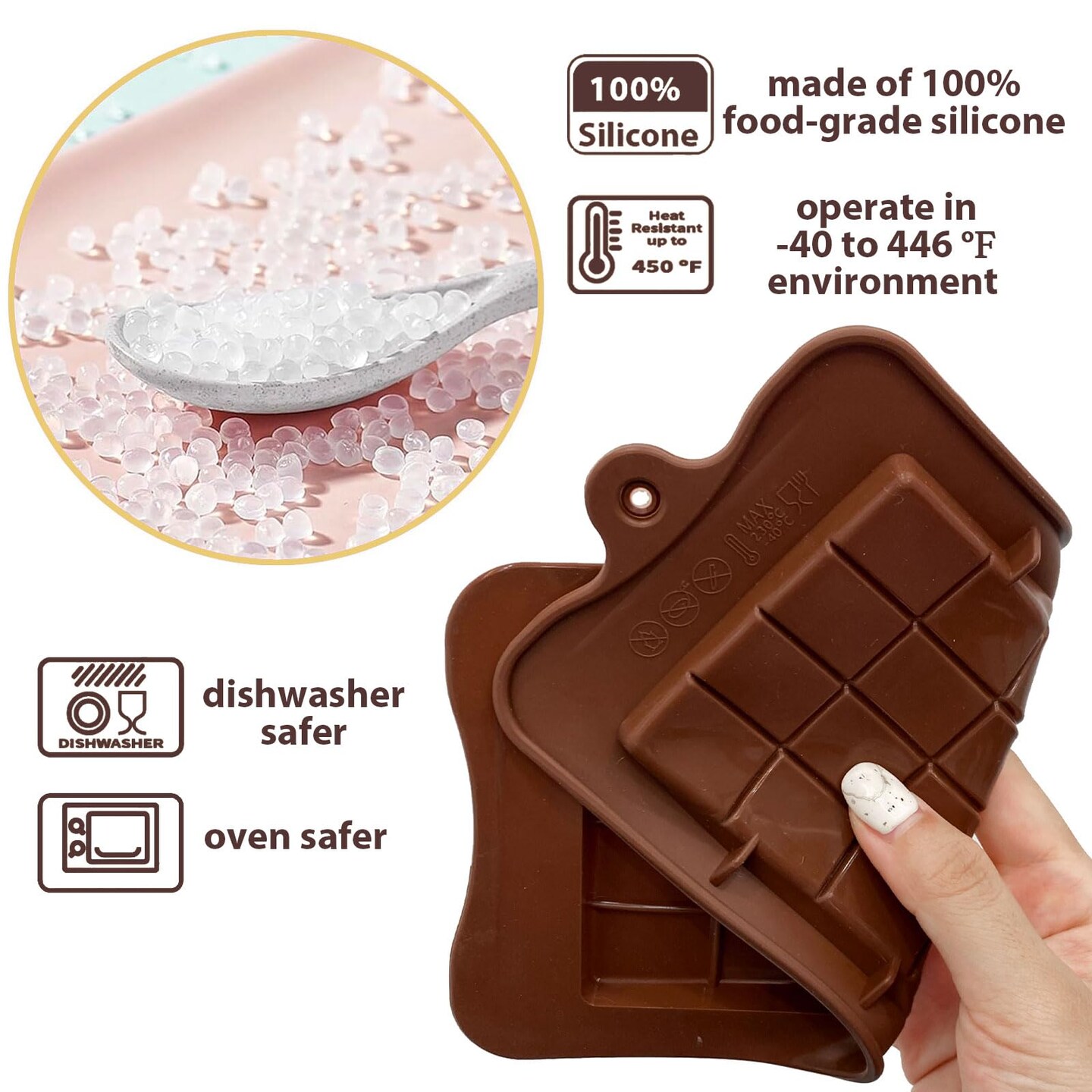 4 Pieces, Snap Candy Bars Making Kit Fondant Mould Set, BPA Free Soy Candle Wax Melt Durable Mold Easy Release Non-Stick for Protein and Energy DIY Handmade Gifts