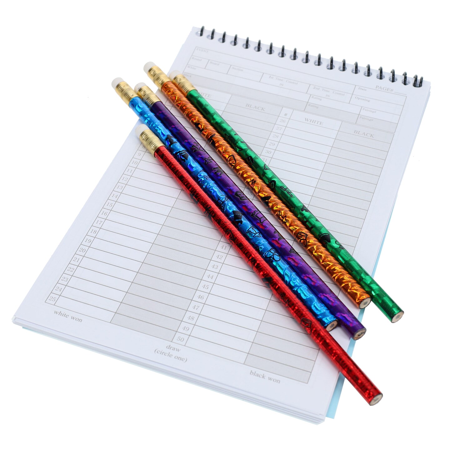 WE Games Chess Themed Wooden Pencils - Pack of 5 for Prizes and Parties