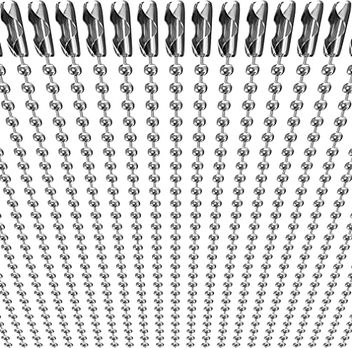 50 Pck Dog Tag Chain Ball Chain Necklace Bulk, Beaded Necklace Chains for Jewelry Making DIY Crafts, Military Blank Dog Tag Necklace for Men, Silver Nickel Plated Metal 24" Long 2.4mm Ball Bead Chain