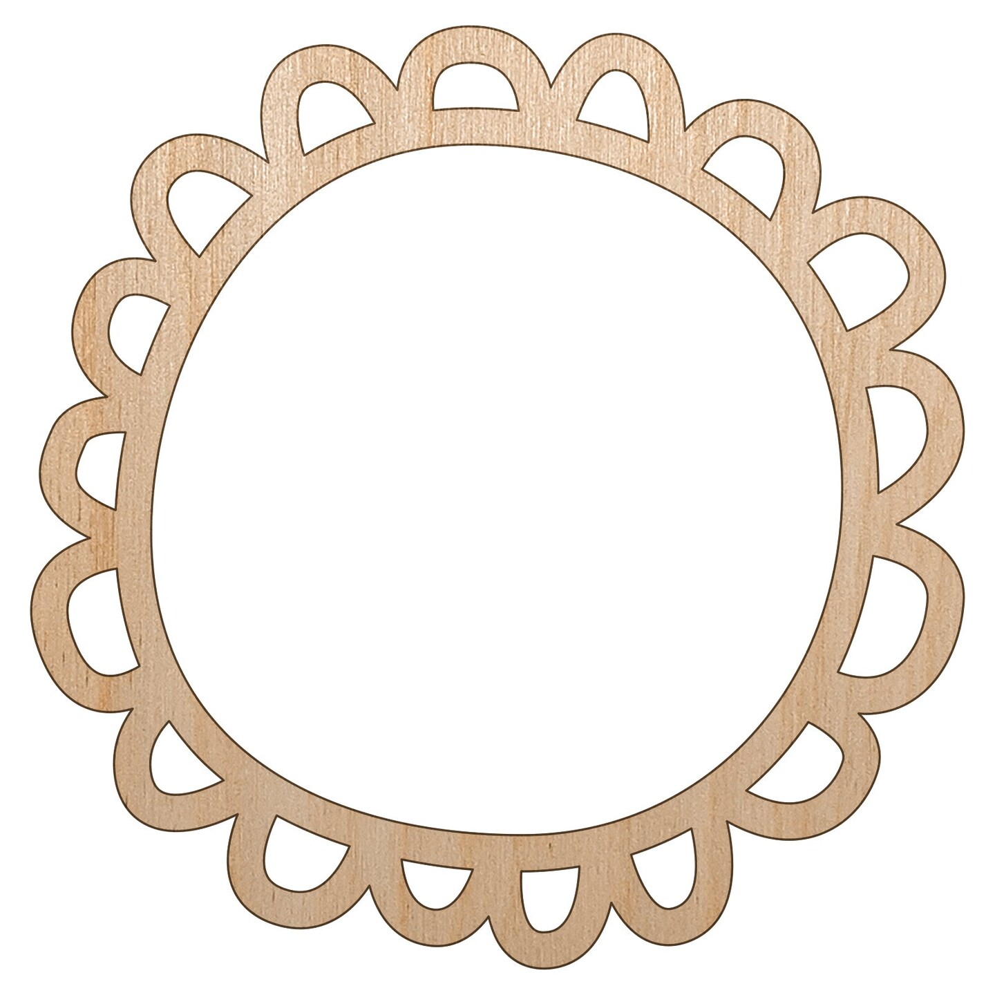 Scalloped Circle Frame Doodle Unfinished Wood Shape Piece Cutout for DIY Craft Projects