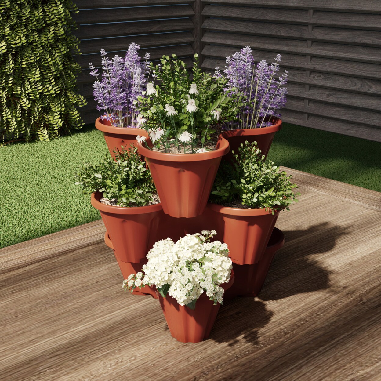 Stackable Flower Pot Tower Set Of 3 Vertical Plastic Planters Indoor Outdoor