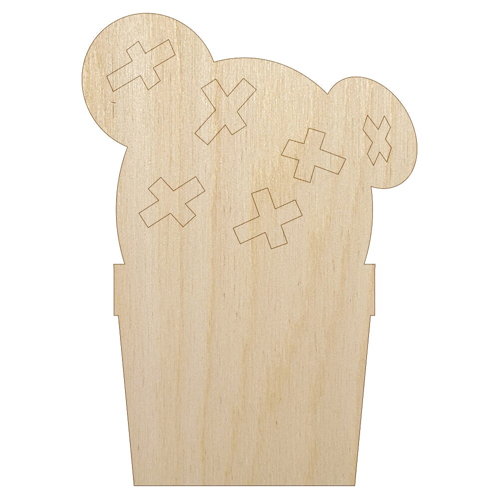 Cactus in Pot Succulent Unfinished Wood Shape Piece Cutout for DIY Craft Projects