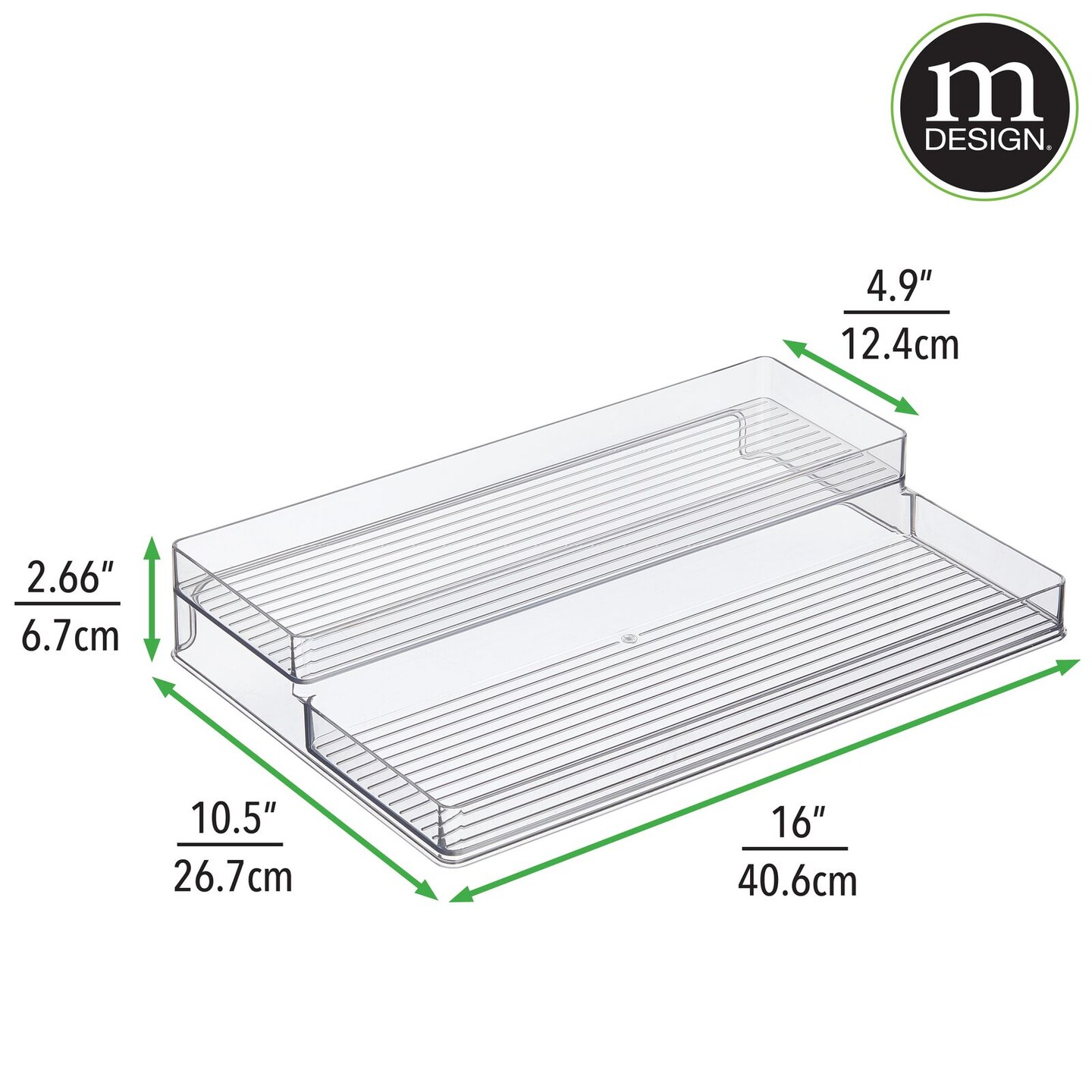 Mdesign Plastic Kitchen Tiered Canned Food Storage Shelves - Clear