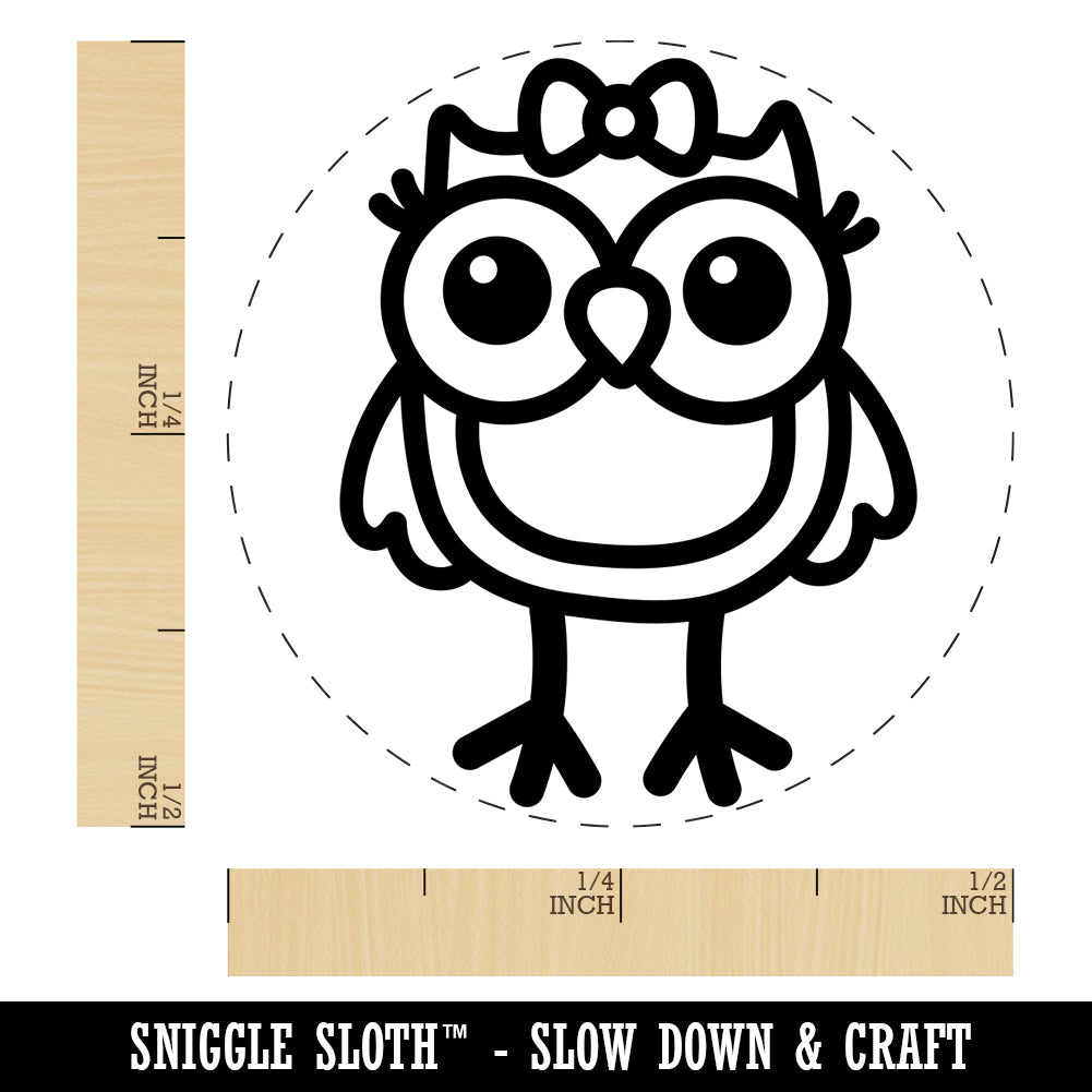 Cute Girl Owl with Bow Self-Inking Rubber Stamp for Stamping Crafting Planners