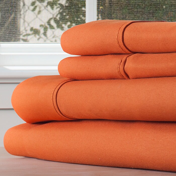Lavish Home Series 1200 Queen Sheet Set 4 Piece Rust Microfiber Wrinkle Free
