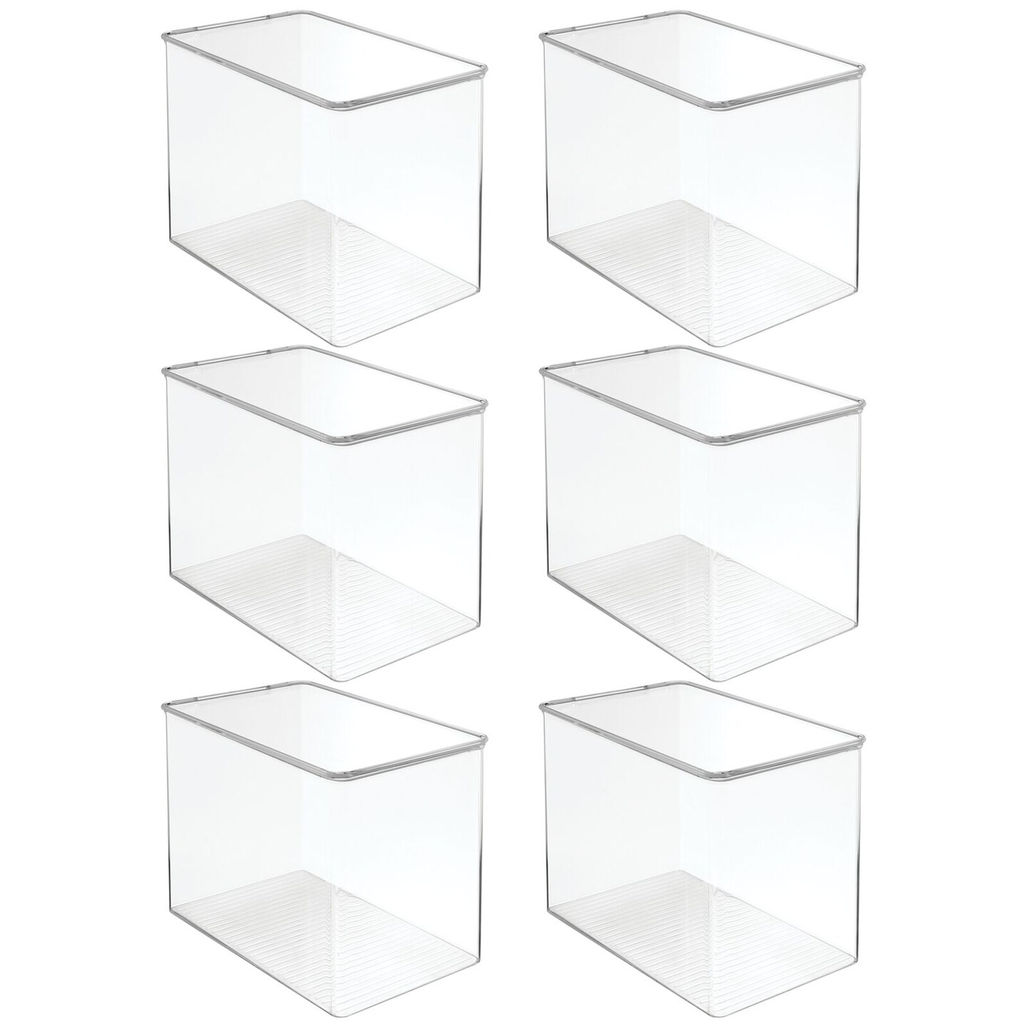 mDesign Stackable Plastic Office Storage Organizer Box with Lid, 6 Pack