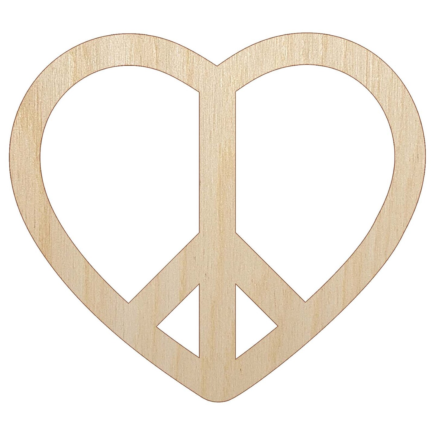 Peace Symbol in Heart Unfinished Wood Shape Piece Cutout for DIY Craft Projects Michaels
