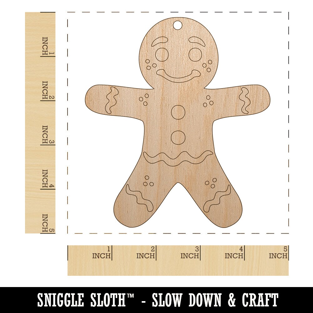 Christmas Gingerbread Man Unfinished Craft Wood Holiday Christmas Tree DIY Pre-Drilled Ornament