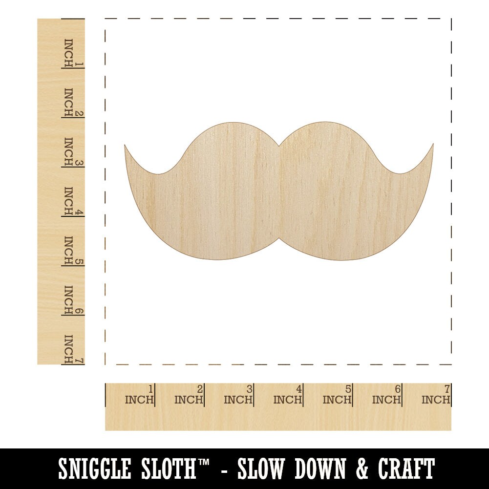 Mustache Solid Unfinished Wood Shape Piece Cutout for DIY Craft Projects