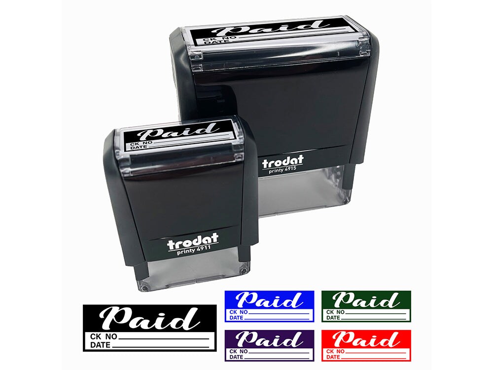 Paid Details Check Number Date Invoice Self-Inking Rubber Stamp Ink Stamper for Business Office