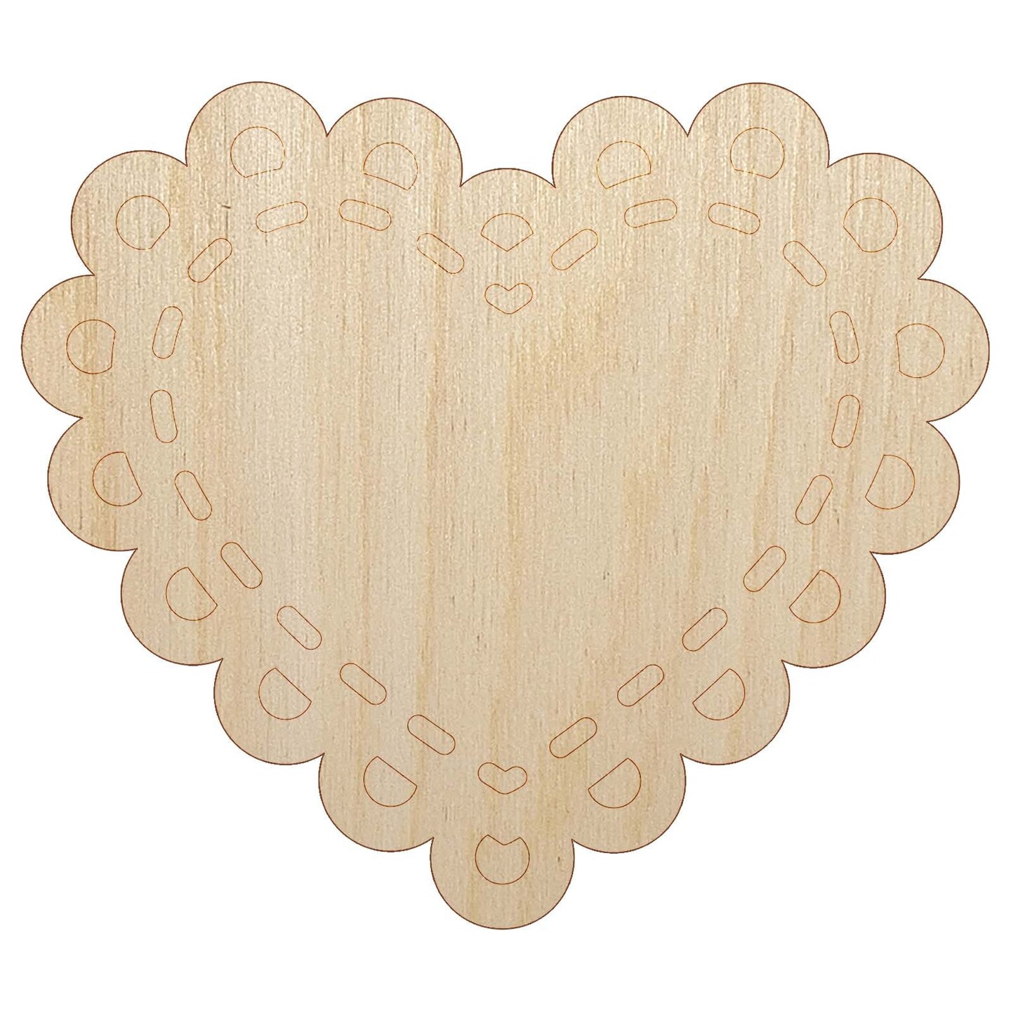 Fancy Heart Doily Love Valentine&#x27;s Day Unfinished Wood Shape Piece Cutout for DIY Craft Projects