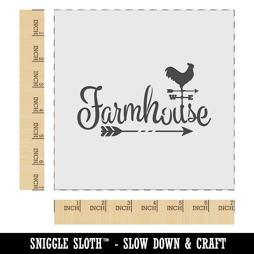 Farmhouse Script Font Arrow Rooster Weathervane Wall Cookie DIY Craft Reusable Stencil
