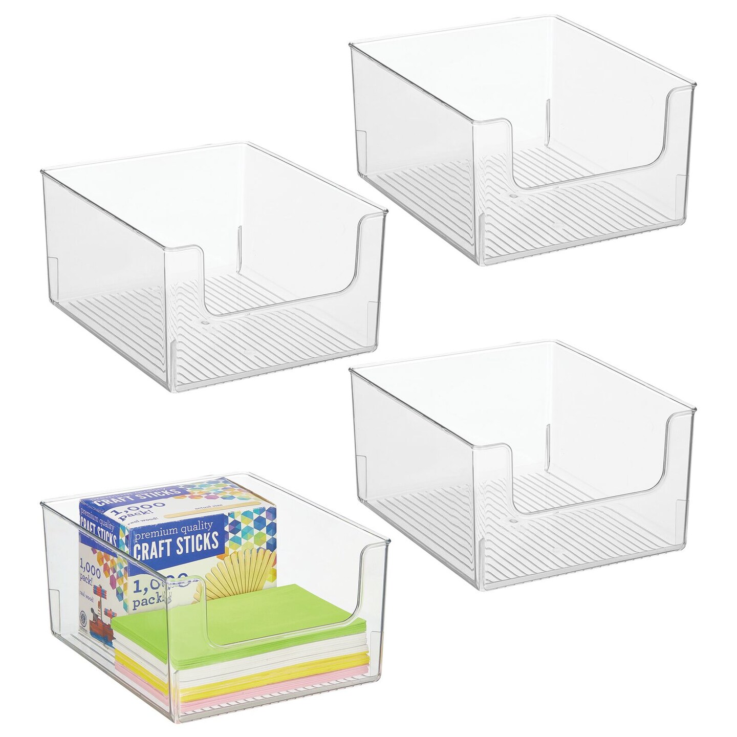 12''W Acrylic Stackable Storage Drawers, 4 Pack Clear Plastic Organizers  Bins