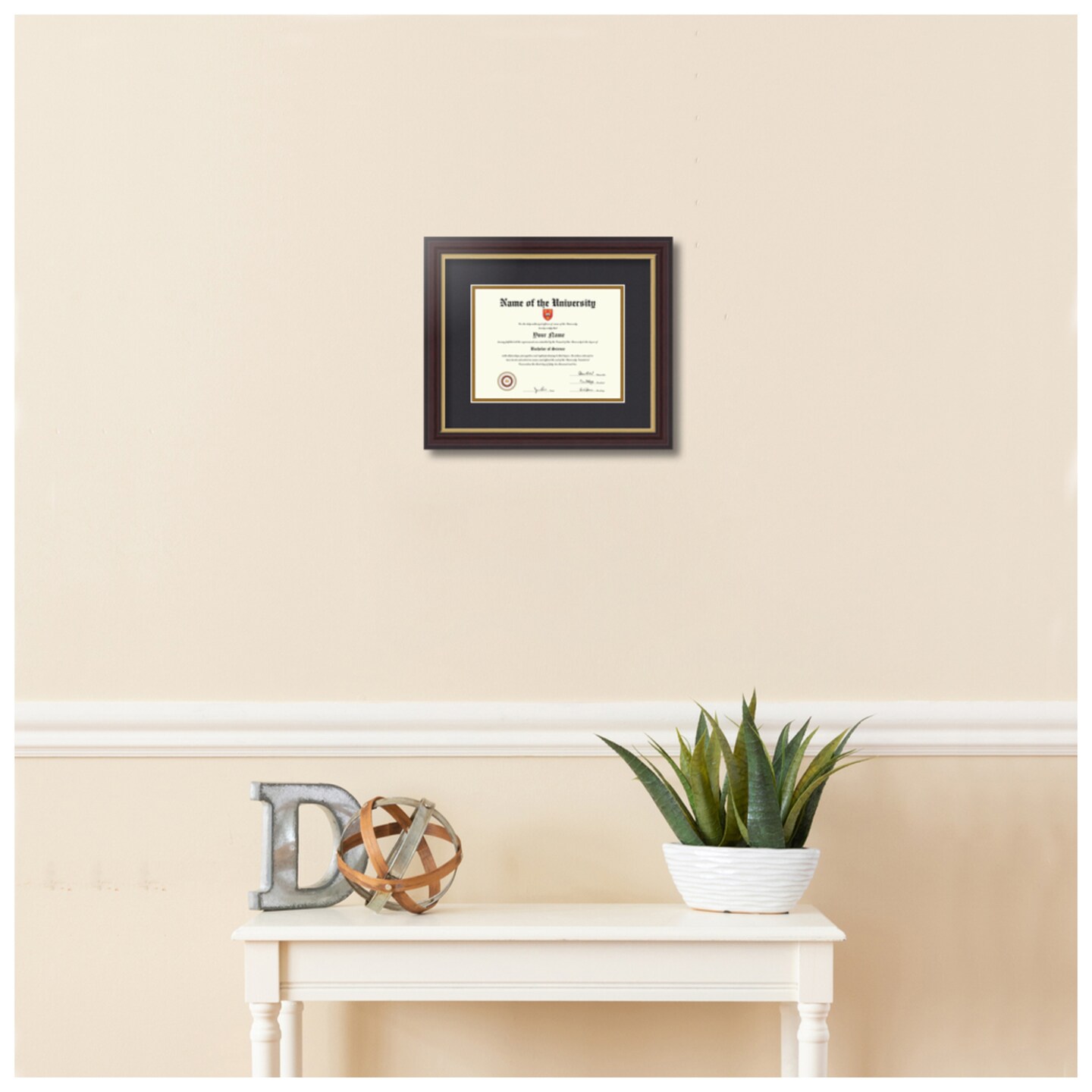 ArtToFrames 6x8 inch Diploma Frame - Framed with Black and Gold Mats, Comes with Regular Glass and Sawtooth Hanger for Wall Hanging (D-6x8)