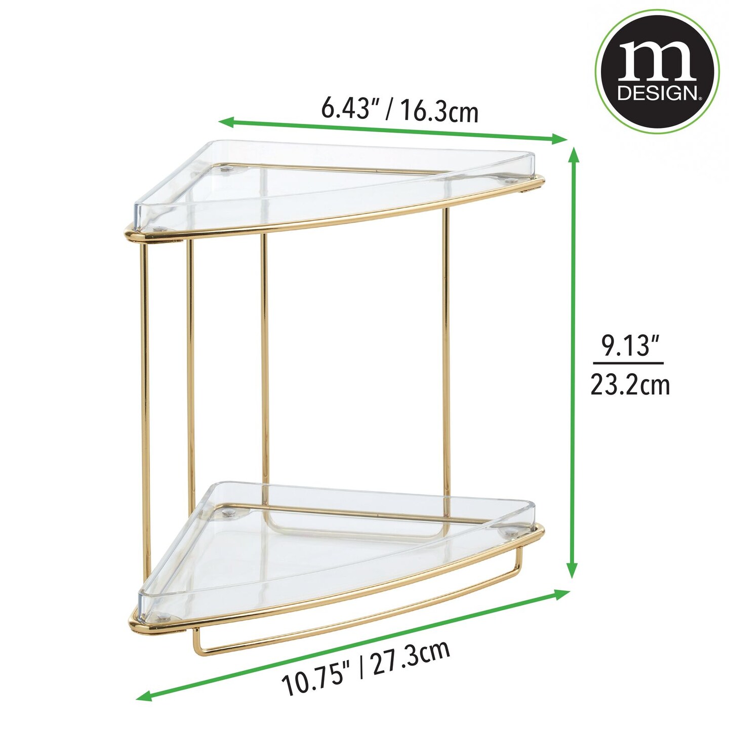 mDesign Metal Bathroom Vanity Corner Storage Caddy, 2 Pack