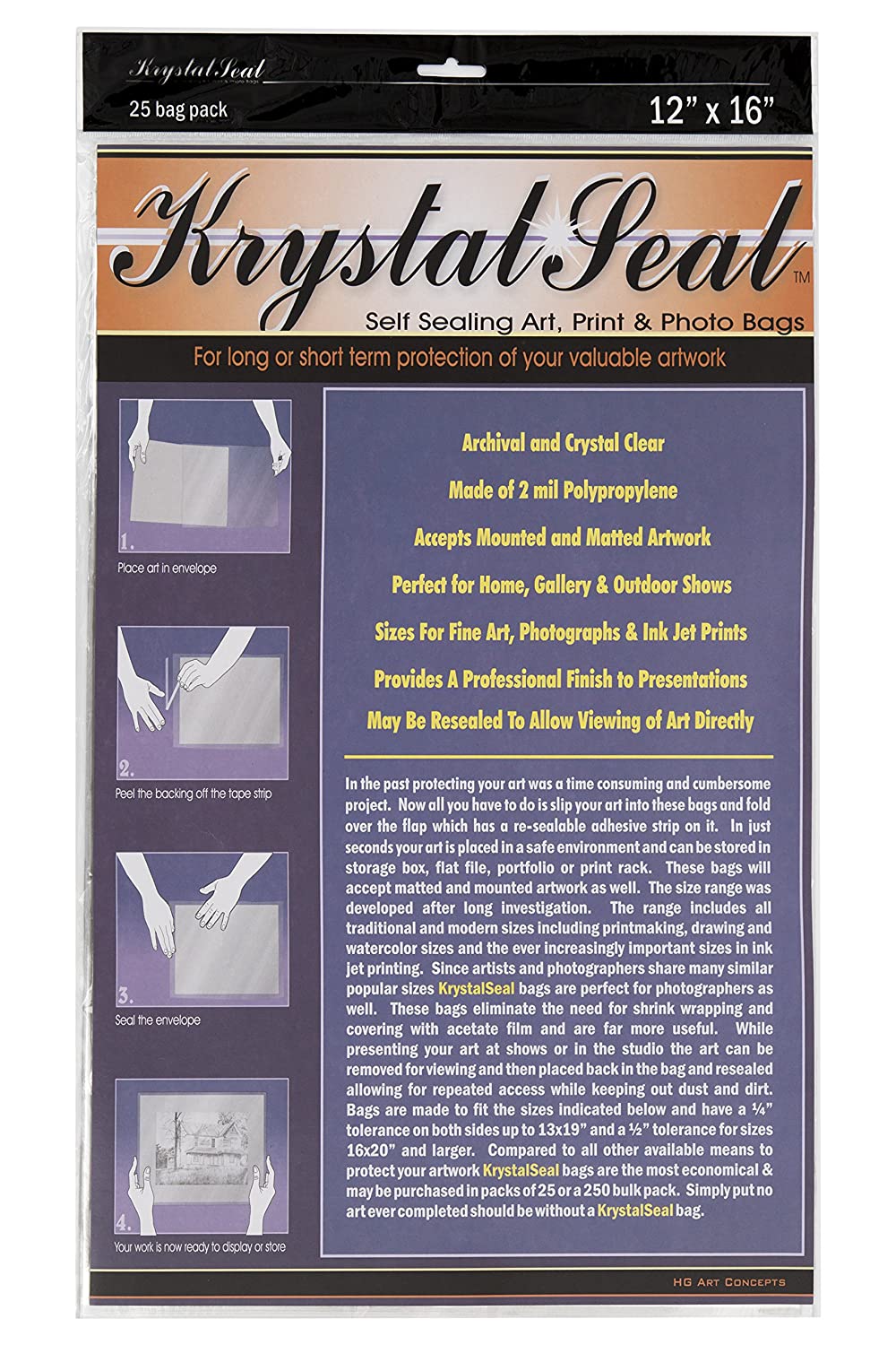 Creative Mark Krystal Seal ATC Art and Photo Bags - Archival Polyethylene Sealing Bags for Paintings, Artwork and Photo Storage