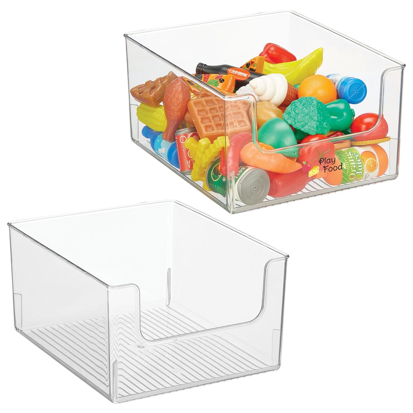 mDesign Wide Stackable Plastic Food Storage Organizer Bin - 8 Pack - Clear - Clear