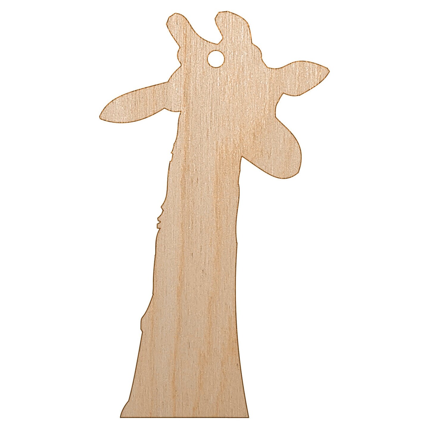 Giraffe Head Solid Unfinished Craft Wood Holiday Christmas Tree DIY Pre-Drilled Ornament