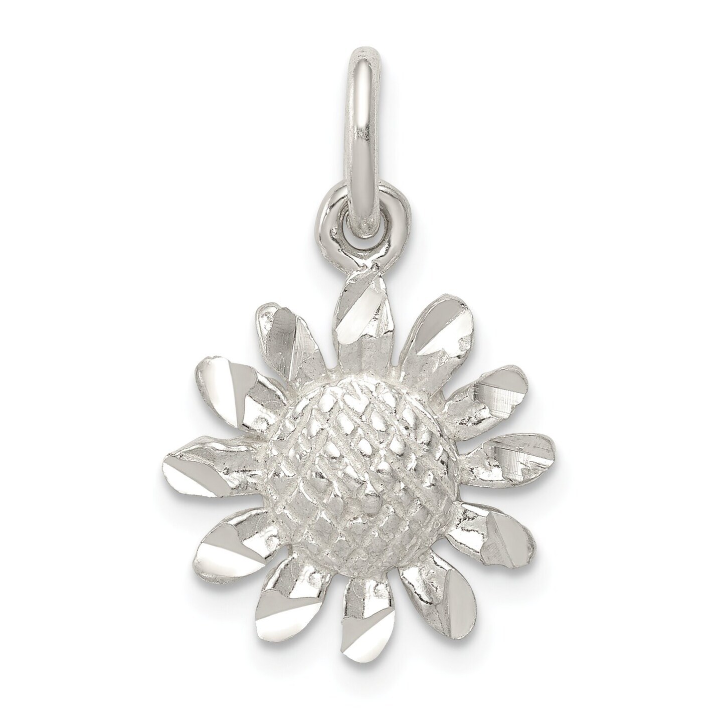 Sterling Silver Sunflower Charm Pendant Flower Jewelry 21mm x 14mm