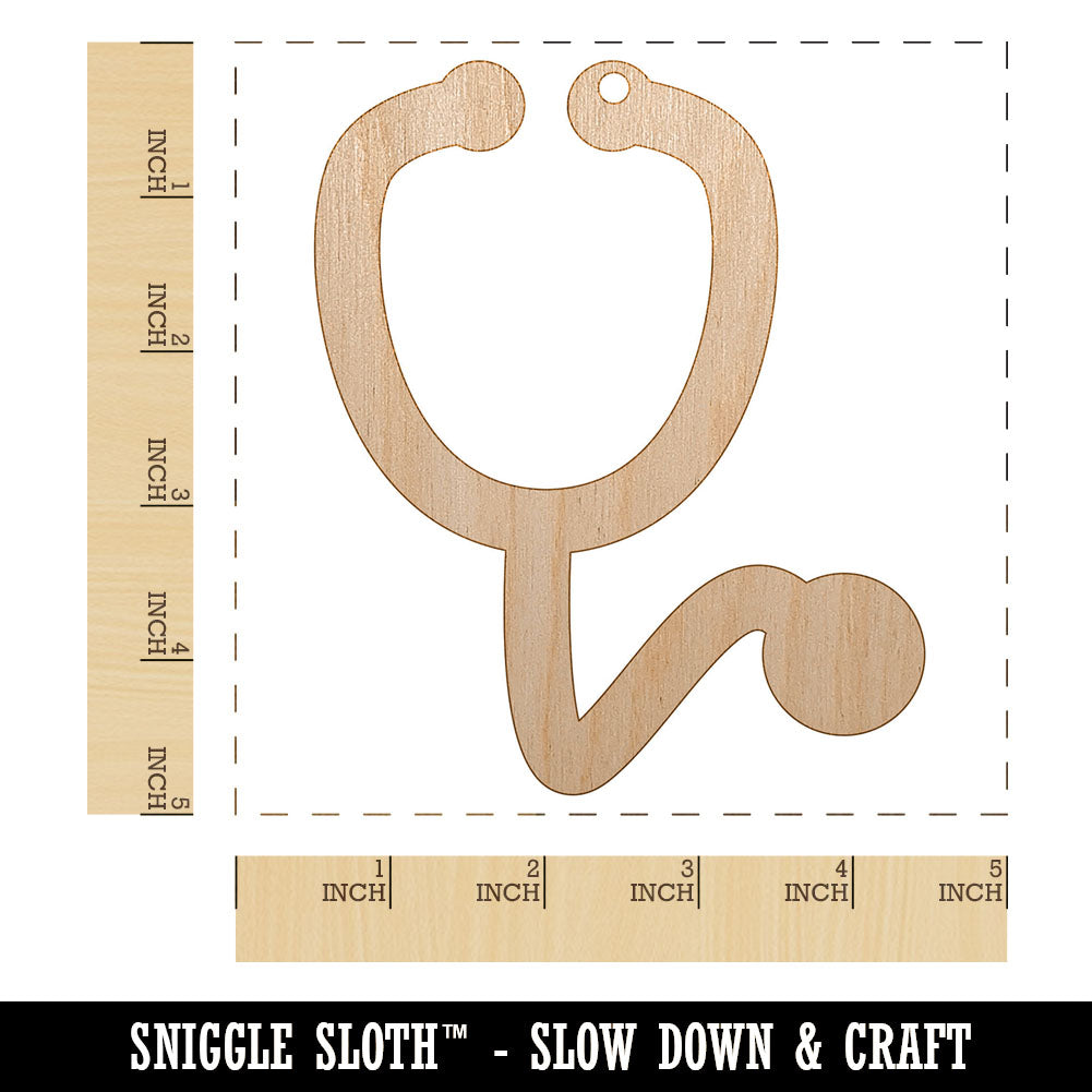 Stethoscope Medical Doctor Nurse Unfinished Craft Wood Holiday Christmas Tree DIY Pre-Drilled Ornament