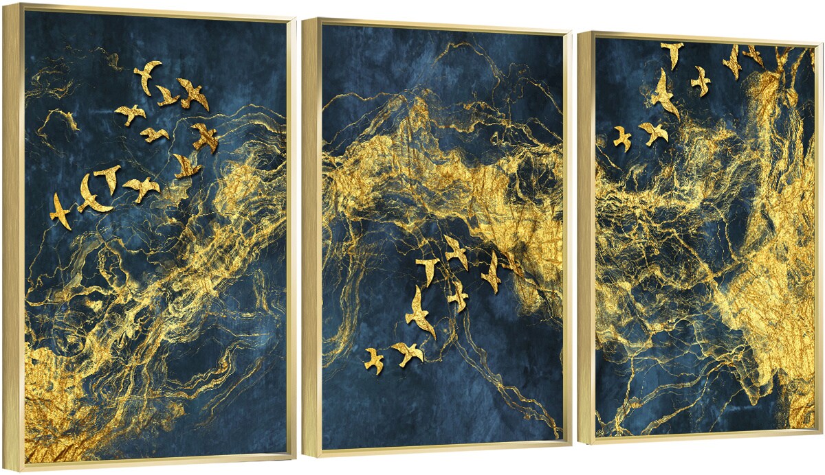 3 Set Framed Canvas Wall Art Oil Paintings - Golden Art