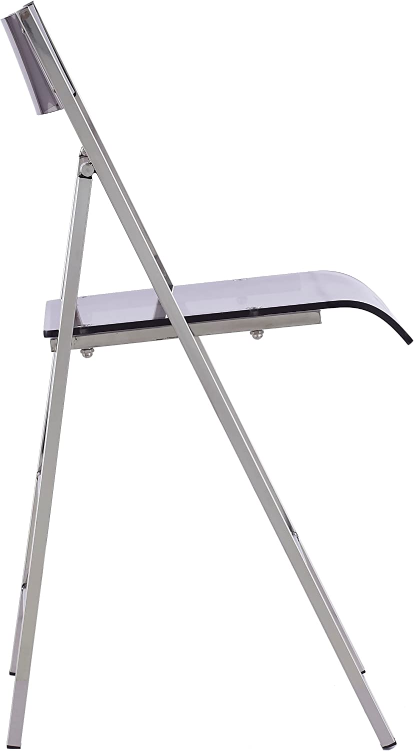 ISL Furnishings- Kasper Flex Luxury Modern Folding Chairs Lucite  Silver - 2 PK