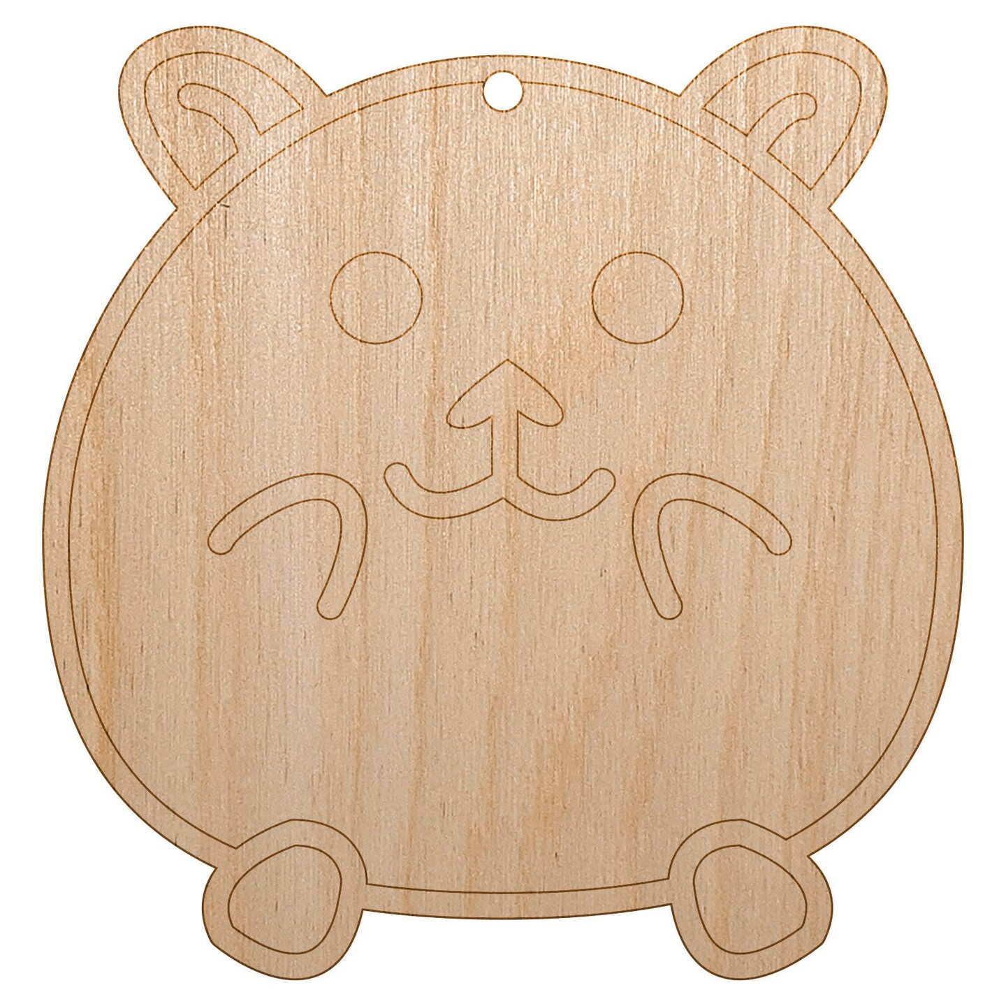 Happy Hamster Unfinished Craft Wood Holiday Christmas Tree DIY Pre-Drilled Ornament