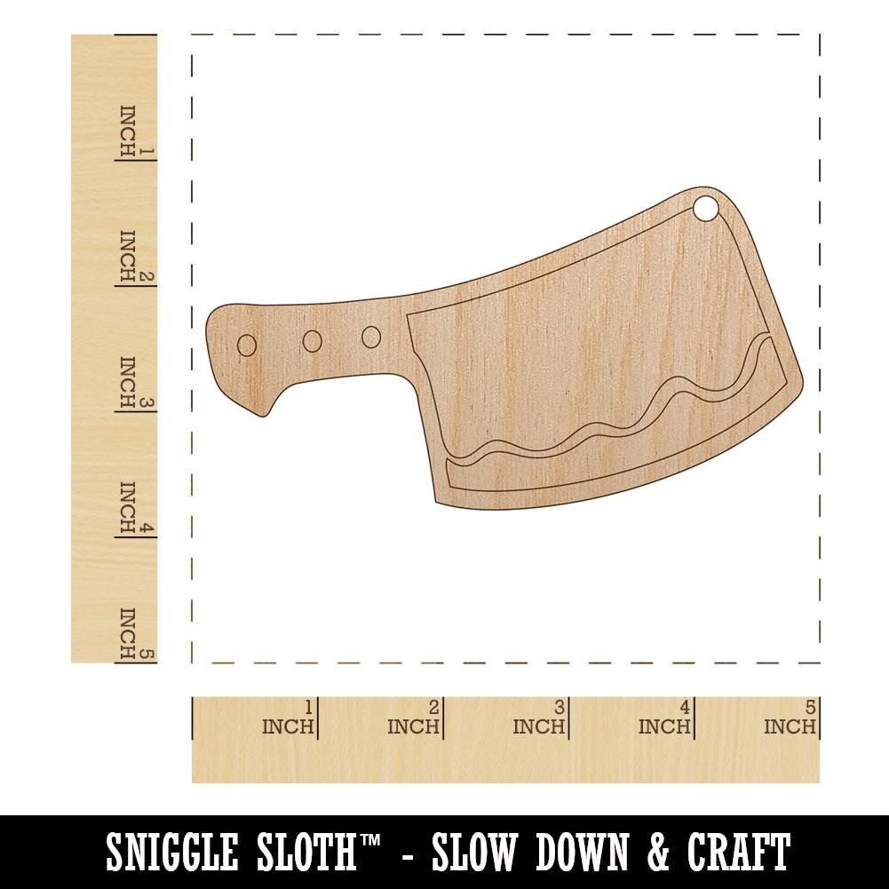 Butcher&#x27;s Meat Cleaver Unfinished Craft Wood Holiday Christmas Tree DIY Pre-Drilled Ornament
