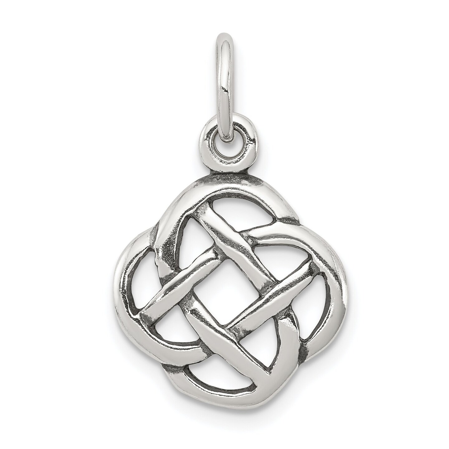 Sterling Silver Antiqued Celtic Knot Charm &#x26; 18&#x22; Chain Jewerly 23mm x 15.3mm